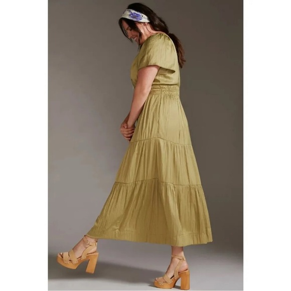 Anthropologie Somerset Satin Maxi - Green - Picture 3 of 6